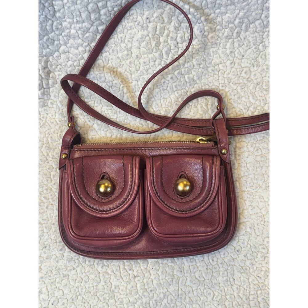 Marc by Marc Jacobs Purple Burgundy Leather Double Pocket Crossbody Bag